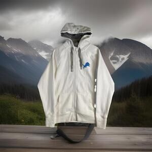 Antigua Women’s Detroit Lions White Full Zip Fleece Hoodie Medium Great Cond.
